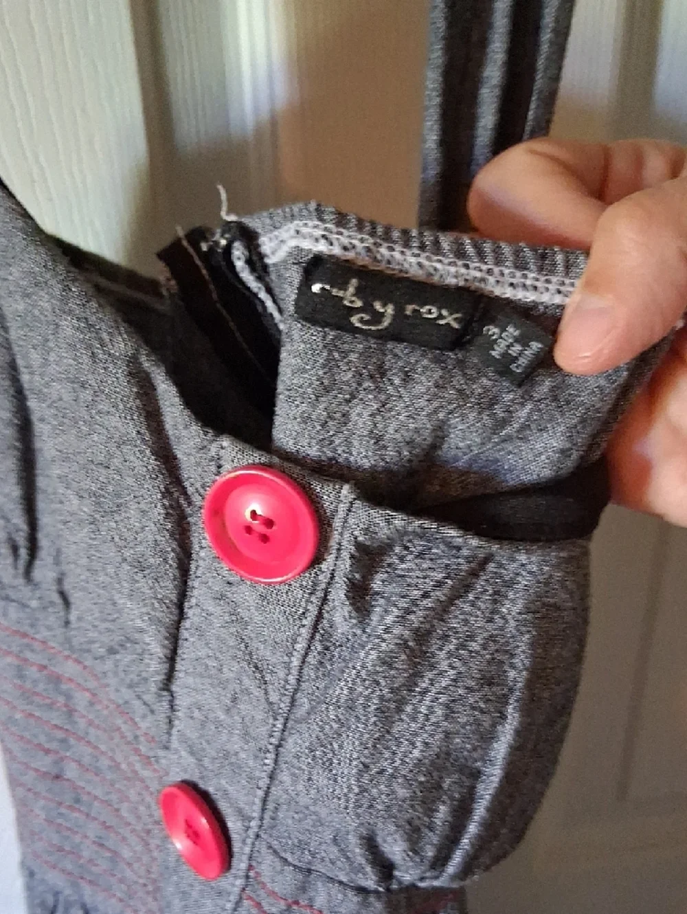 Ruby Rox Gray Backless Sundress with Pink Buttons - Picture 2 of 3